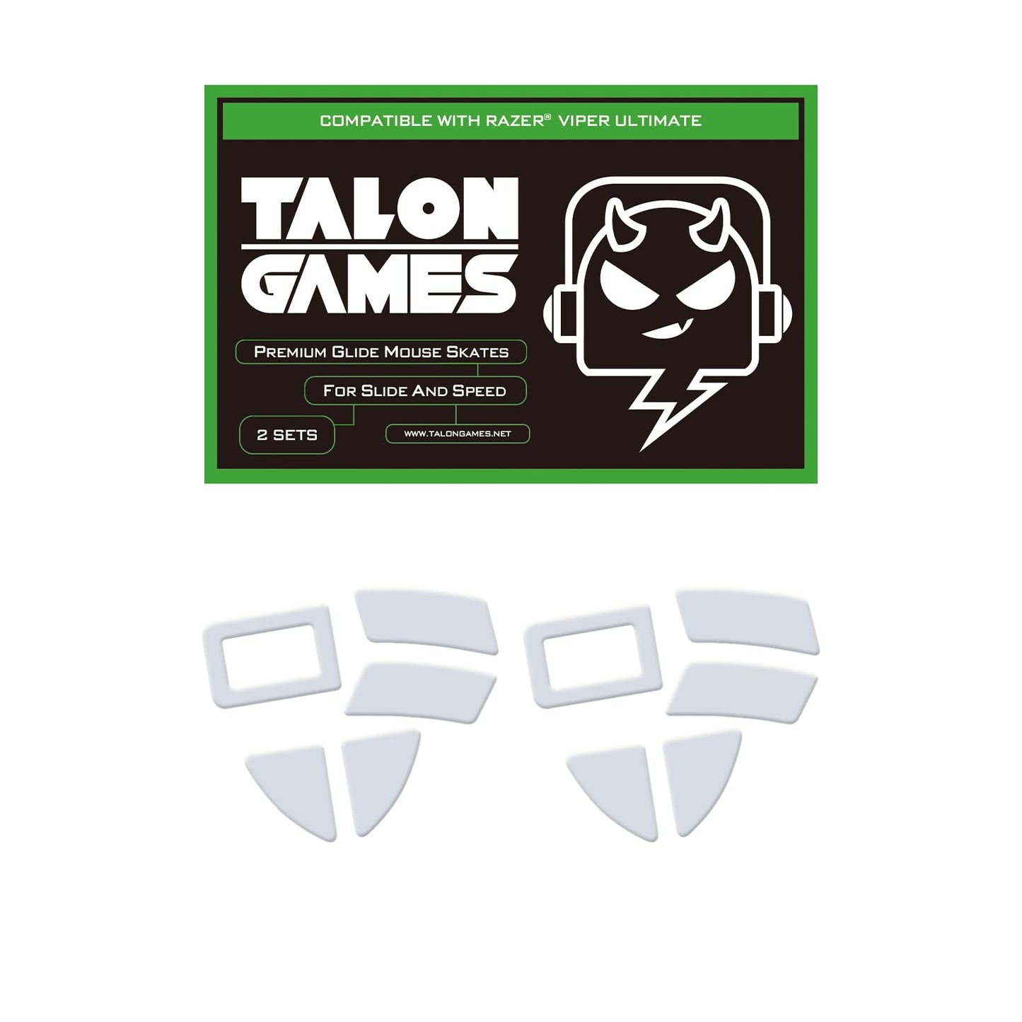 2Sets of TALONGAMES Rounded Curved Edges Mouse Feet Skates Compatible with Razer Viper Ultimate Gaming Mouse Feet Replacement 0.8mm Pure PTFE Material with Super Smooth Glide Pads