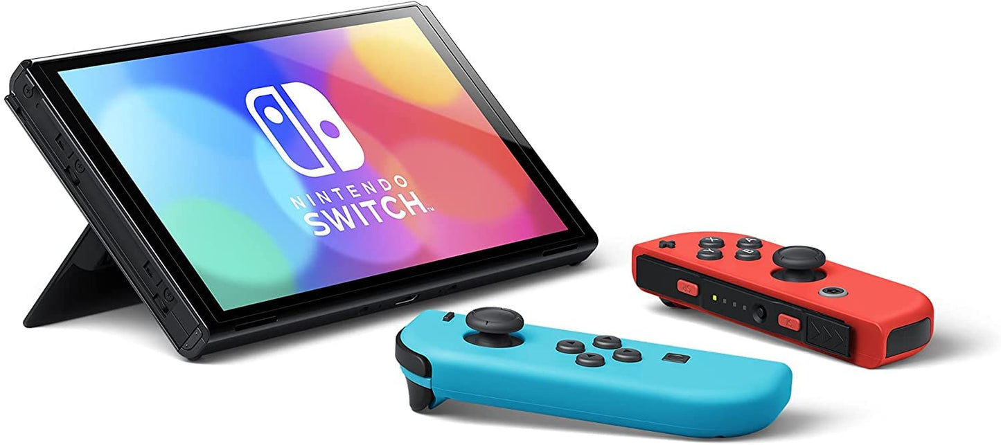 NINTENDO SWITCH OLED Model - Neon Red & Neon Blue Joy-Con (Renewed) - Japan Stock, Region-Free, Model 207-29-0008