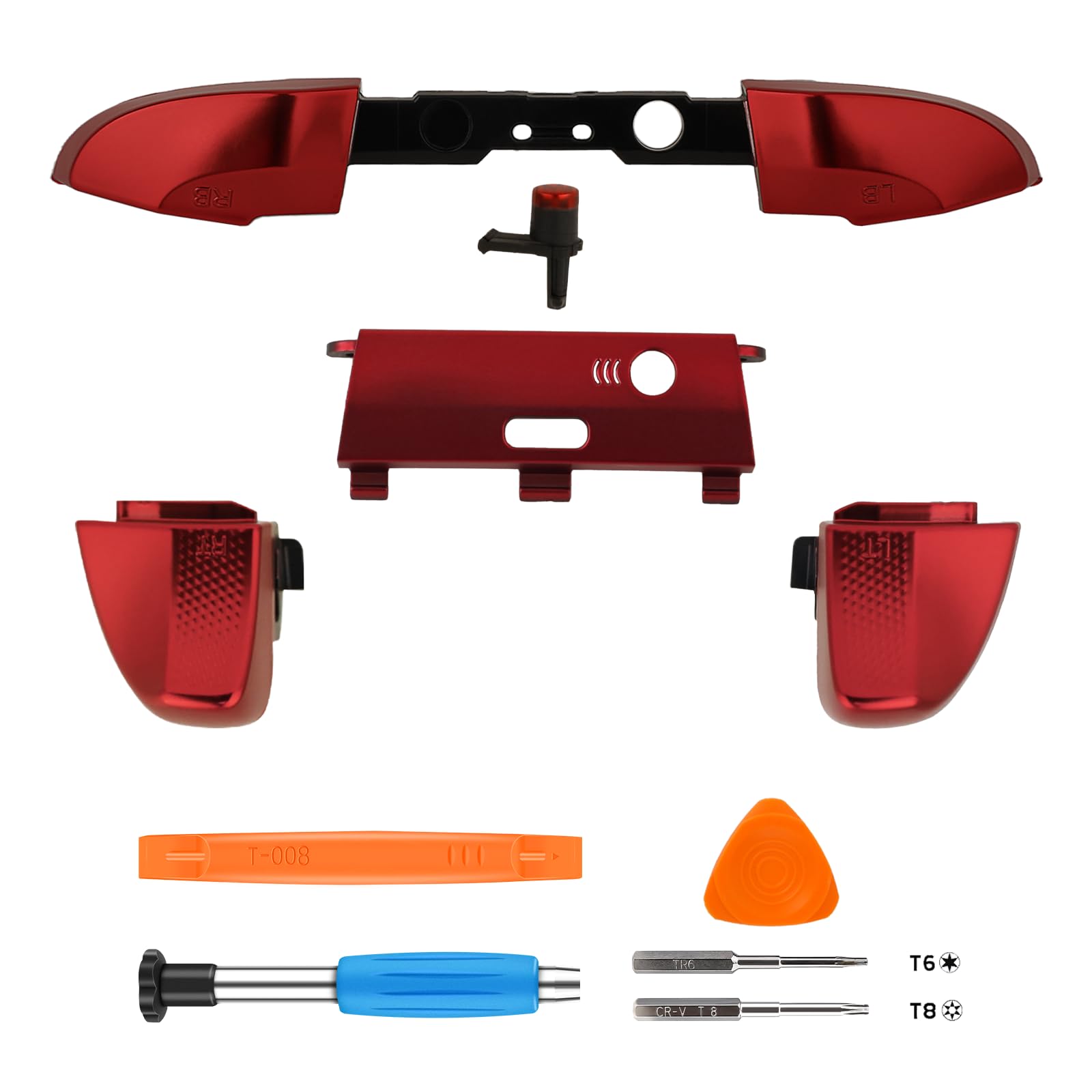 TOMSIN LB RB Bumper Button Replacement Kit for Xbox Elite Series 2 Controller  Shoulder Trigger Button Parts with Bluetooth Button and Tools(Red)