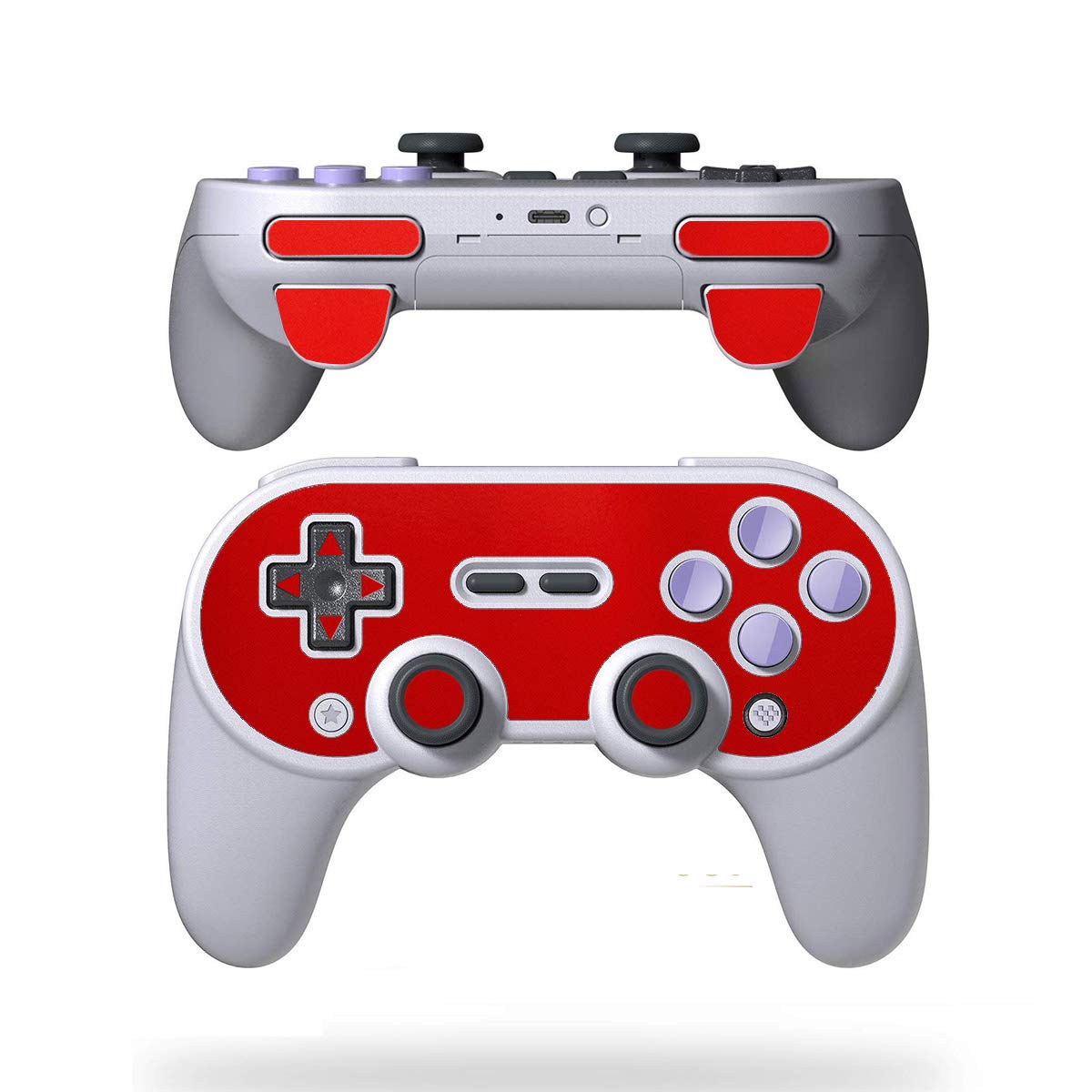 SopiGuard Skin for 8BitDo SN30 Pro+ Controller Precision Cut Vinyl Sticker Wrap (3M Gloss Dragon Fire Red)