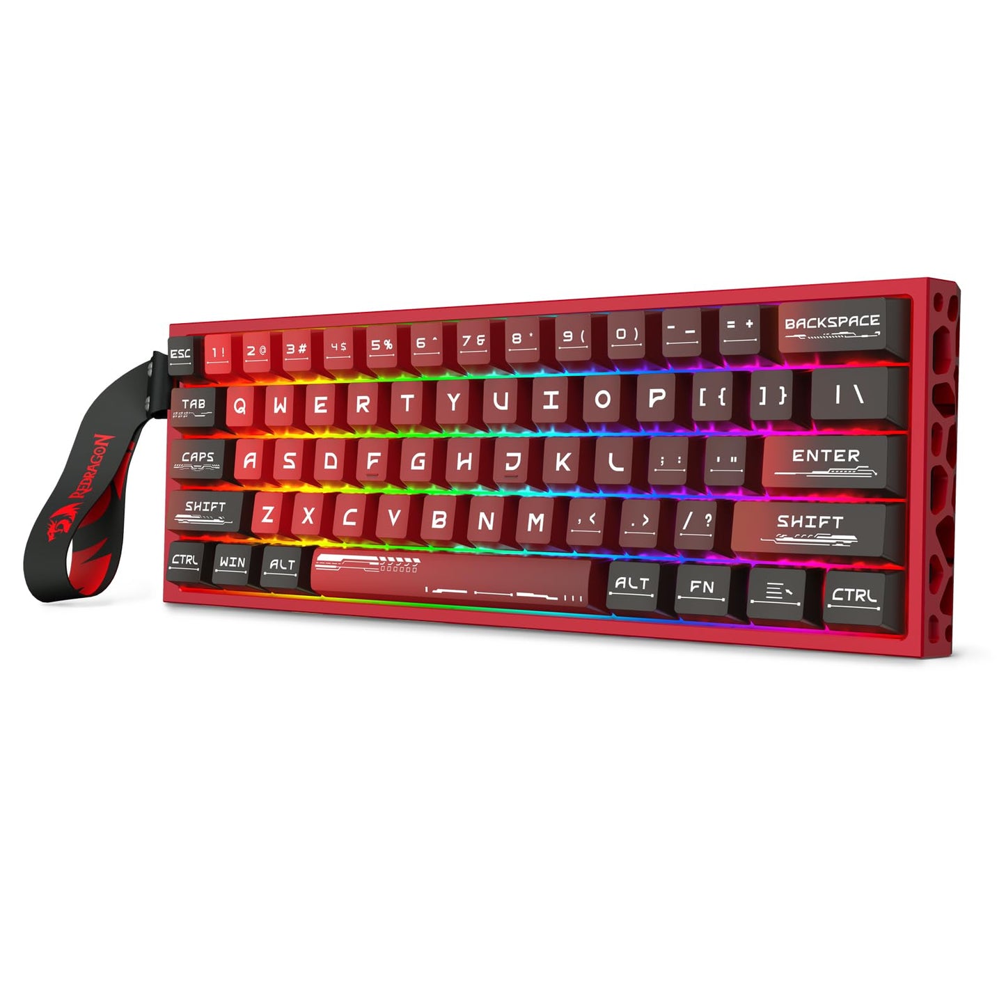 Redragon K753 HE Rapid Trigger Gaming Keyboard  60% 61 Keys Wired Mechanical Keyboard w/Hype-Red Hollowed-Out Aluminum Base  Next-Gen UltraMag 100% POM Silky Rappid Trigger Magnetic Switch
