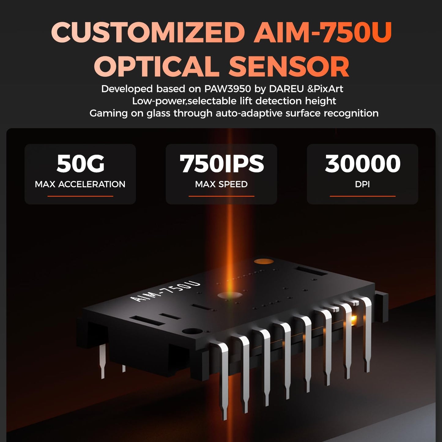 DAREU A950 Wireless Gaming Mouse - 8K Polling Rate, 30K Optical Sensor, 5 Programmable Buttons, Lightweight 1.23oz, Black