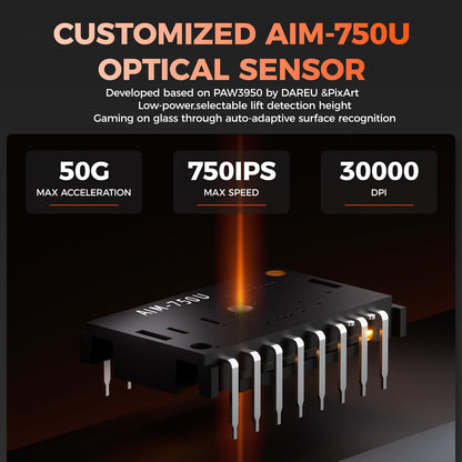 DAREU A950 Wireless Gaming Mouse - 8K Polling Rate, 30K Optical Sensor, 5 Programmable Buttons, Lightweight 1.23oz, Black