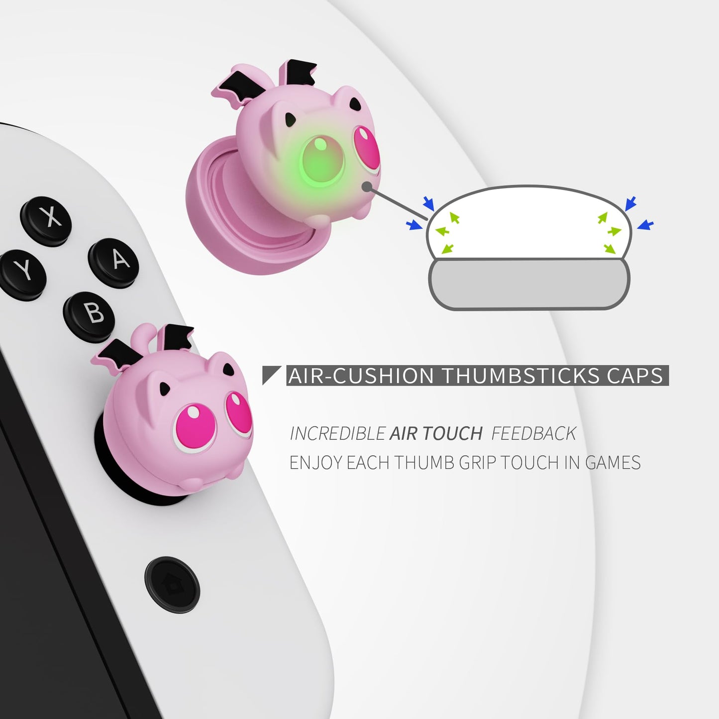 PlayVital Thumb Grip Caps for Nintendo Switch & Lite - Joystick Covers, Model NJM1210, For Switch/OLED/Lite (B)