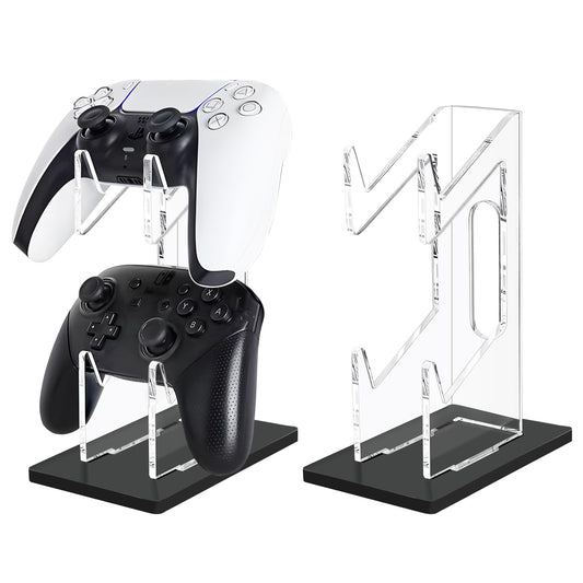 FYY 2-Tier Game Controller Holder - Universal Stand for Nintendo Switch, Xbox, PS5, PS4 - Acrylic Black Display Stand