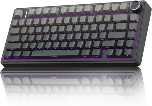 AULA F75 Pro Wireless Mechanical Keyboard 75% Gasket Hot Swappable Custom Keyboard RGB Backlit Pre-lubed Reaper Switches Side Printed PBT Keycaps 2.4GHz/USB-C/BT5.0 Mechanical Gaming Keyboard