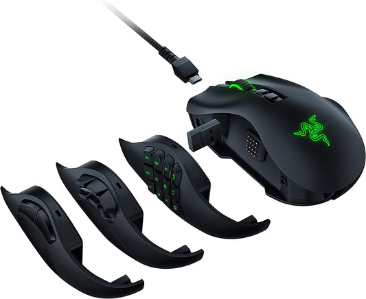 Razer Naga Pro Wireless Gaming Mouse: Interchangeable Side Plate w/ 2, 6, 12 Button Configurations - Focus+ 20K DPI Optical Sens