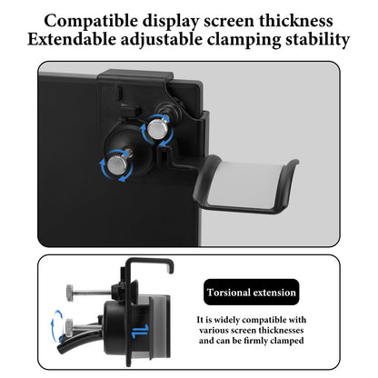GEEKRIA Clamp-On Headphone Holder for Monitor, Screen-Mount, Black, 2 Pack, Compatible with Sennheiser, Bose, Beats, Razer, HyperX