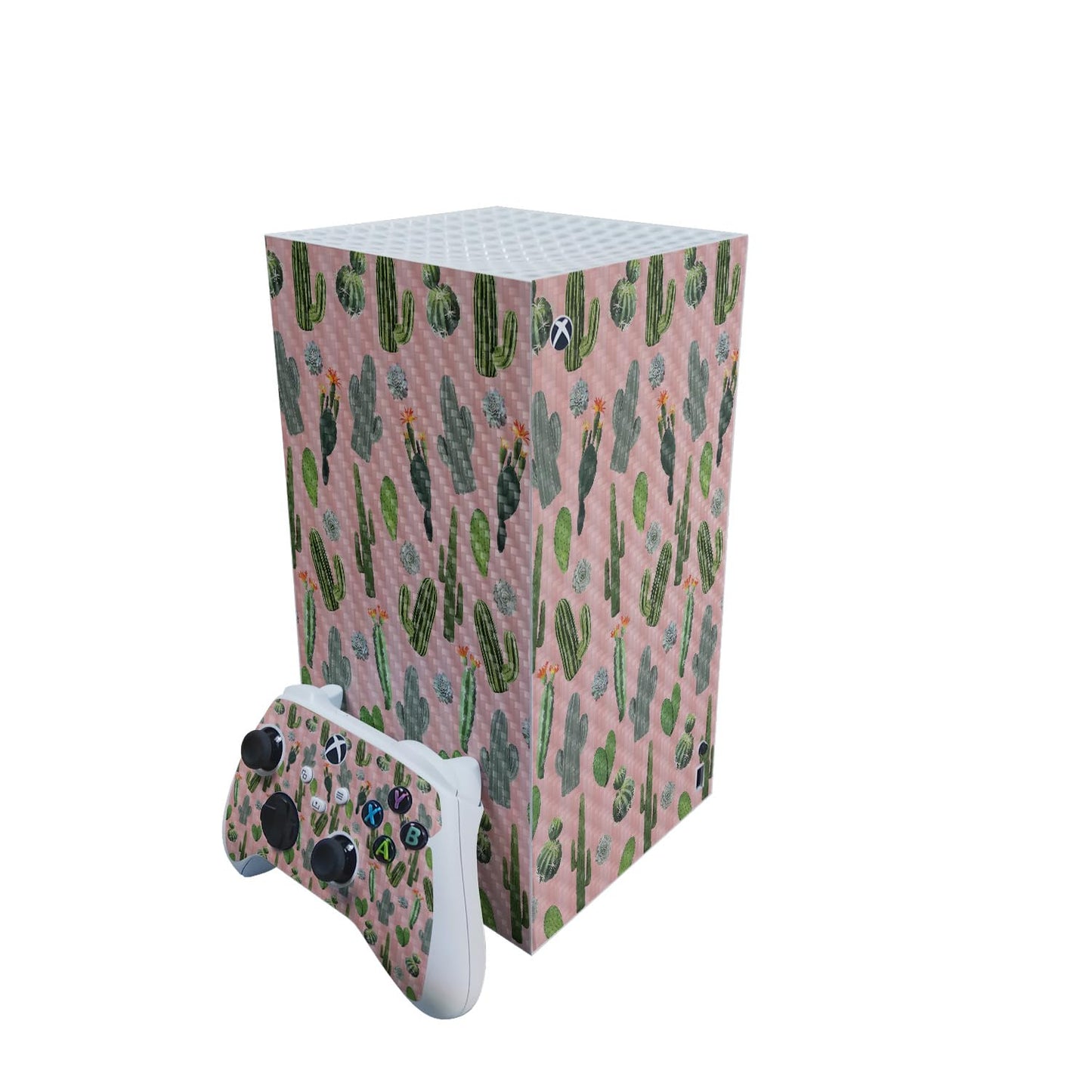 Carbon Fiber Gaming Skin Compatible with Microsoft Xbox Series X Digital Edition Bundle - Cactus Garden - Premium 3M Vinyl Protective Wrap Decal Cover | Crafted in The USA by MightySkins