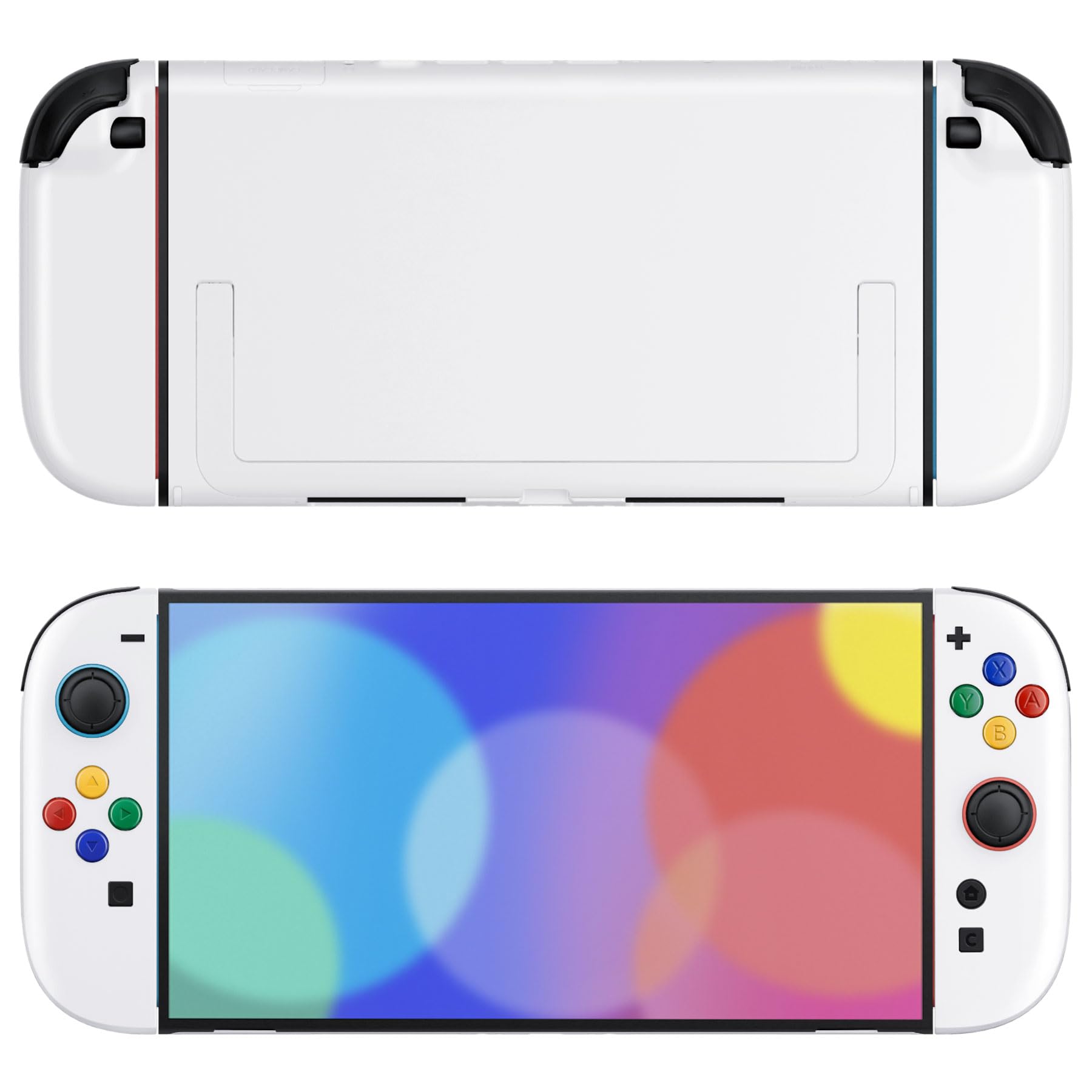 eXtremeRate DIY Replacement Shell Buttons for Nintendo Switch 2  Custom Console Rear Back Plate + Controller Faceplate with Decorative Strips ABXY Direction Keys for Joycon 2 - Essence Version - White