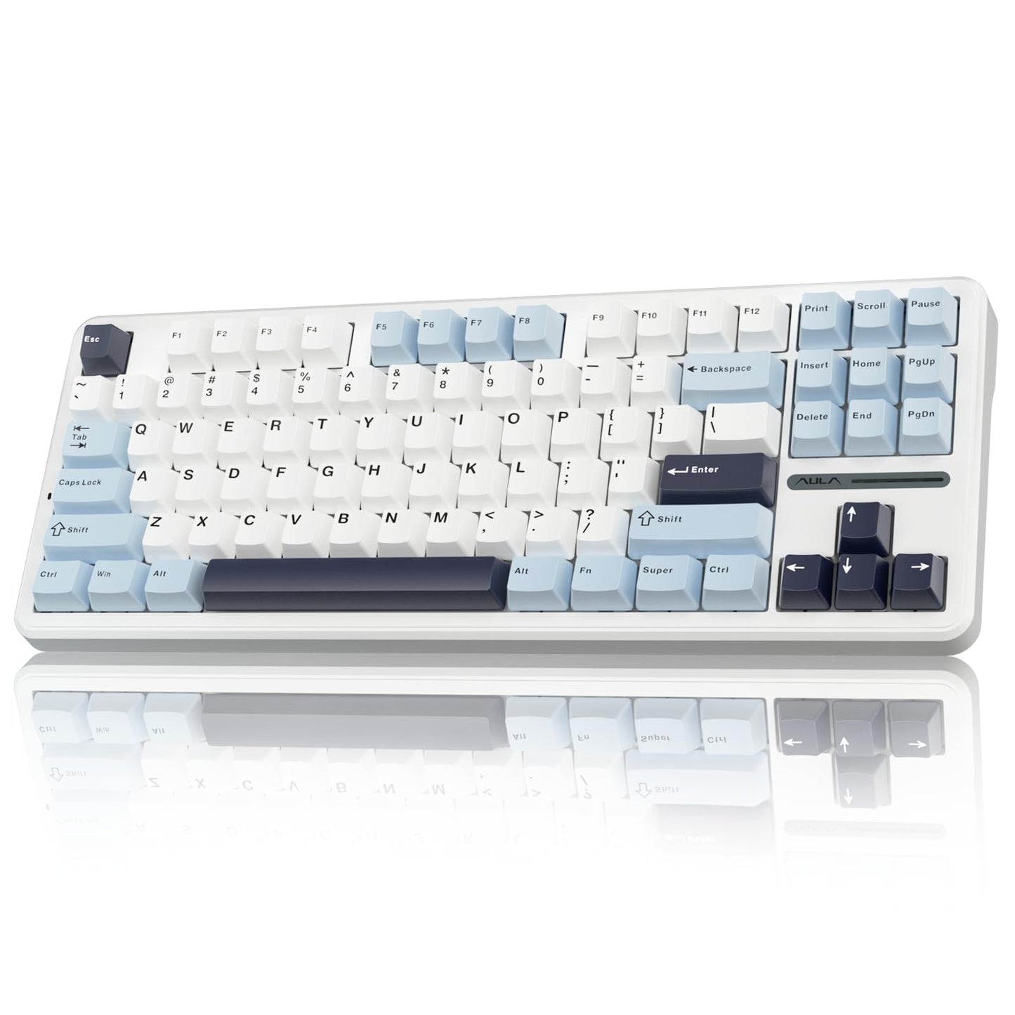 AULA F87 Wireless Mechanical Keyboard 75% TKL Custom Hot Swappable Keyboard Gasket Mount Gaming Keyboard with PBT Keycaps Pre-lubed Greywood Switches 2.4GHz/USB-C/BT5.0 RGB Backlit Mechanical Keyboard