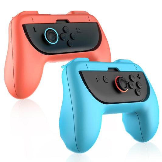 Lyvix Grip for Nintendo Switch 2/1 Joy-Con  Joycon Grips for NS2/NS/OLED  Ergonomic Accessories 2025 for Joycons Controller  Non-Slip 2-Pack (Orange & Blue)