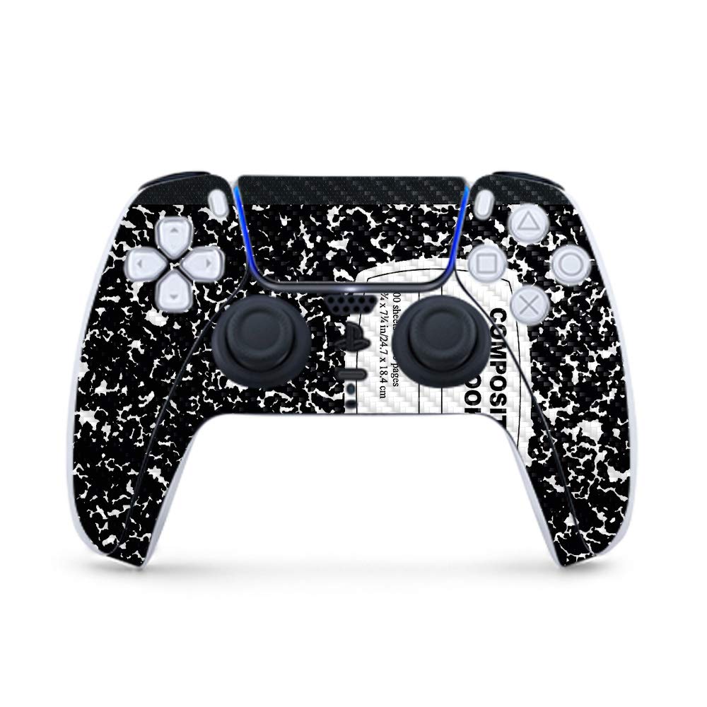 MightySkins Carbon Fiber Gaming Skin for PS5 / PlayStation 5 Controller - Composition Book | Durable Textured Carbon Fiber Finish | Easy to Apply | Made in The USA