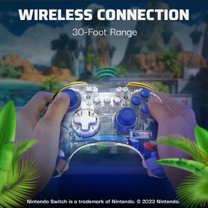 PDP REALMz Wireless Pro Controller for Nintendo Switch - Customizable LED, 40HR Battery, 30FT Connection, Tails Seaside Hill Zone