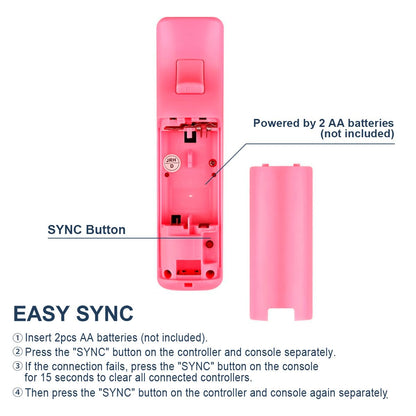 FASIGO Remote Controller with Nunchuck, 2 Pack - Compatible with Nintendo Wii/Wii U, Pink & Blue