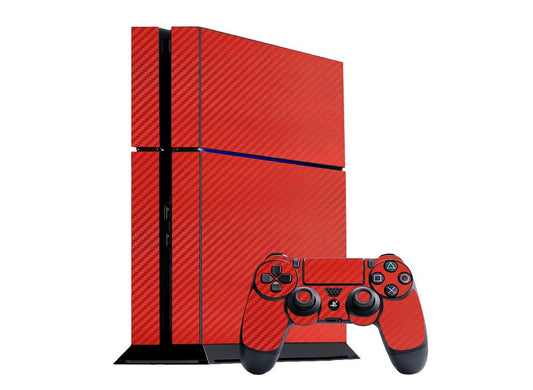 3D Carbon Fiber Fire Red - Air Release Vinyl Decal Mod Skin Kit by System Skins - Compatible with PlayStation 4 Console (PS4)