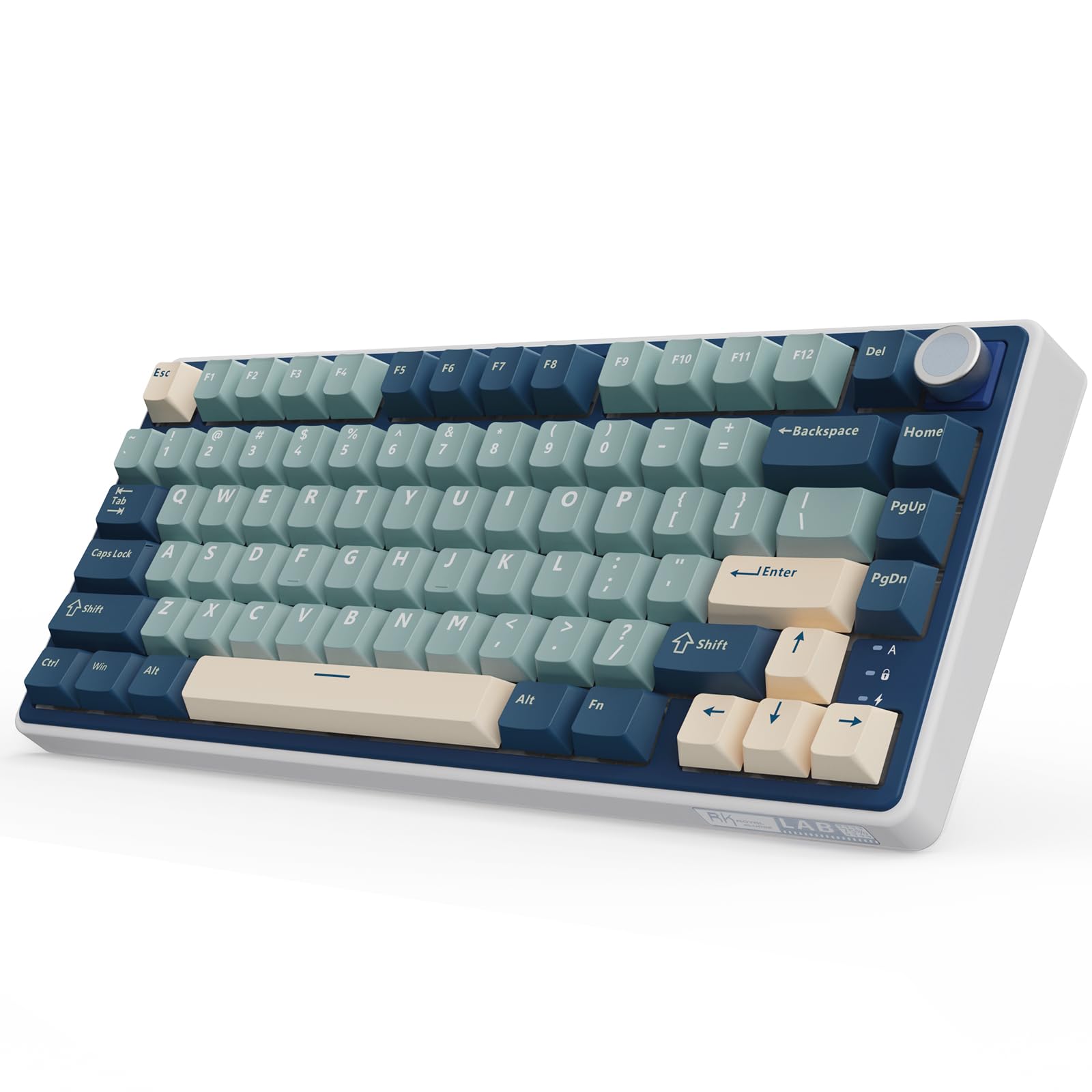 RK ROYAL KLUDGE R75 Wireless Mechanical Keyboard  75% Percent Custom Gaming Keyboard Gasket Mount RGB Backlit with Knob & PBT Keycaps  BT5.1/2.4GHz/USB-C  Hot Swappable Cream Switch