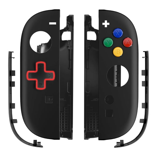 eXtremeRate DIY Replacement Shell (D-Pad Version) with Buttons for Joycon 2  Custom Housing Faceplate Case + Decorative Strips + ABXY Dpad for Nintendo Switch 2 Controller - Essence Version - Black