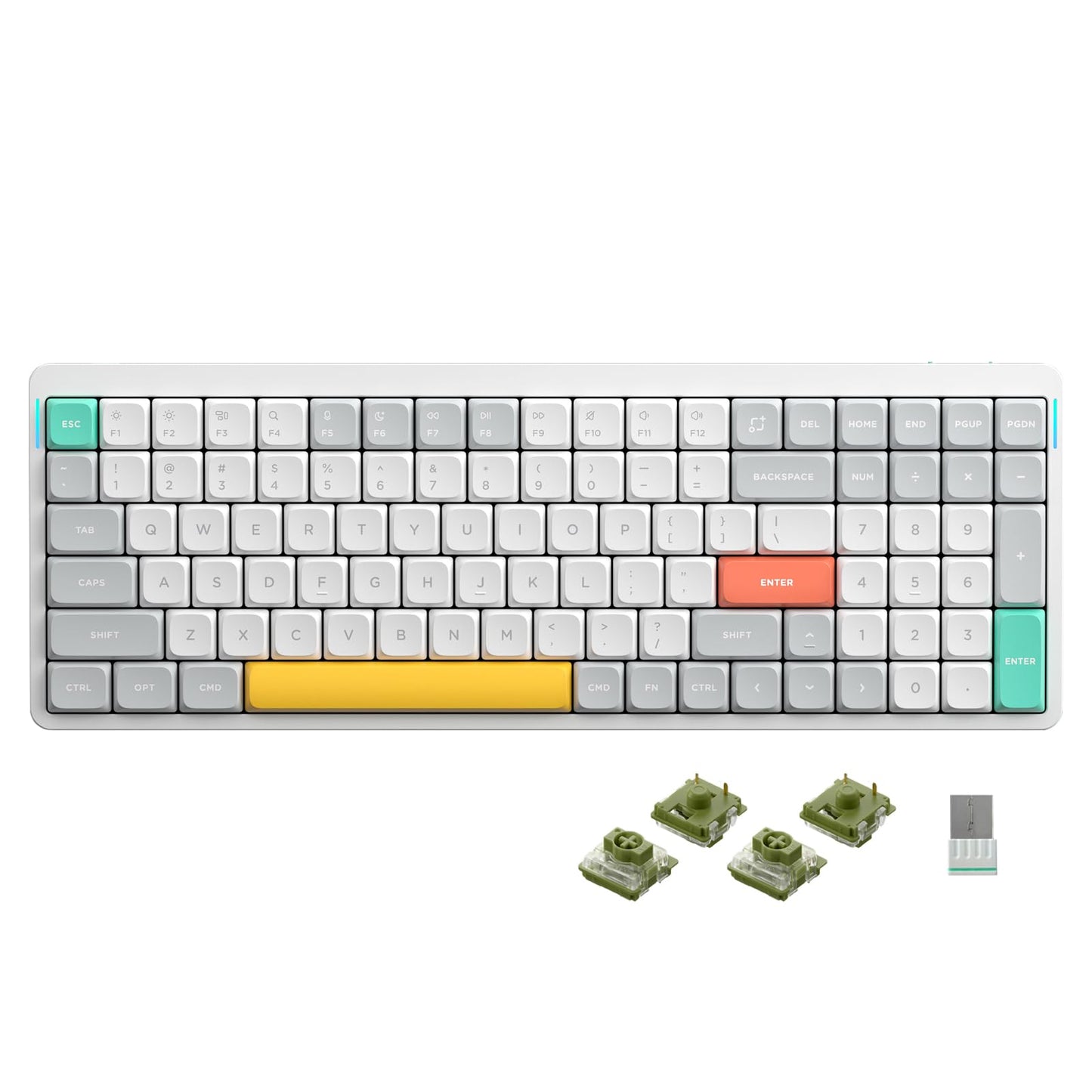 nuphy Air96 V2 Wireless Mechanical Keyboard 100 Keys Gaming Keyboard Supports Bluetooth 5.1 2.4G and Wired Connection for PC/Laptop/Windows/Mac -White Gateron Moss Switch