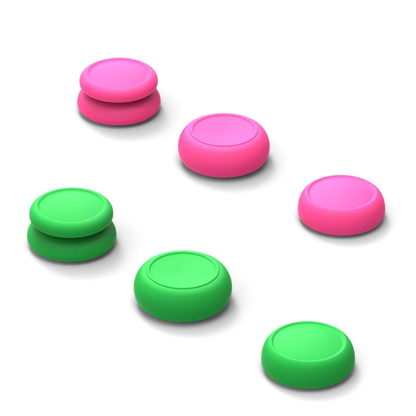 Skull & Co. Skin  CQC and FPS Thumb Grip Set Joystick Cap Analog Stick Cap for Nintendo Switch Joy-Con Controller - Neon Pink+Green  3 Pairs(6pcs)