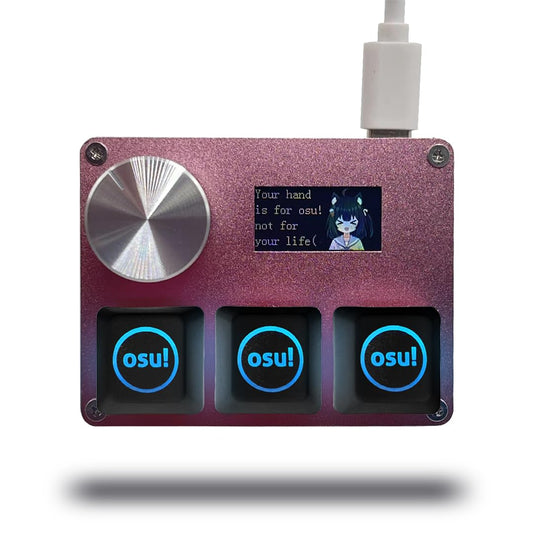 BTXETUEL SayoDevice O3C OSU Keyboard Rapid Trigger Hall Switches Magnetic Linear Switches Keyboard with Knob and Screen Copy Paste Shotcut Macro Hotswap Mini Keypad (with OSU keycaps-Pink)