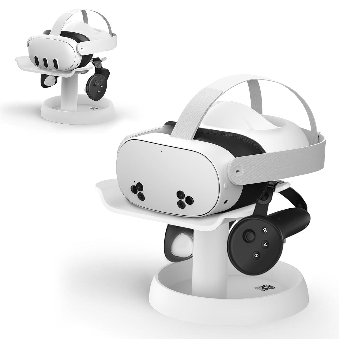 AMVR Stand Holder Compatible with Meta Quest 3s/Quest 3/Vision Pro/Quest 2/Pico 4/for PSVR 2 - Universal VR Headset Display Dock  Stable Bracket Storage Round Base  Mount Install Easy