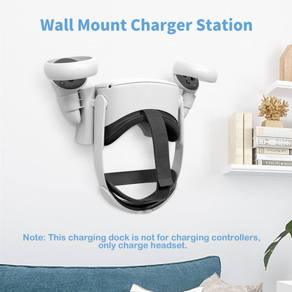 VeeR Quest 2 Charging Dock - VR Headset Stand, USB-C Wall Mount Charger, White, Model CD0809
