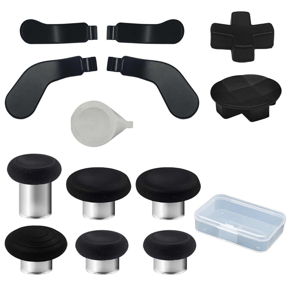 13 in 1 Metal Thumbsticks for Xbox fine design Series 2 Controller fine design Series 2 Core Controller Accessories Replacement Magnetic Paddles Kit with 6 Joysticks 4 Paddles 2 D-Pads 1 Tool(Black)