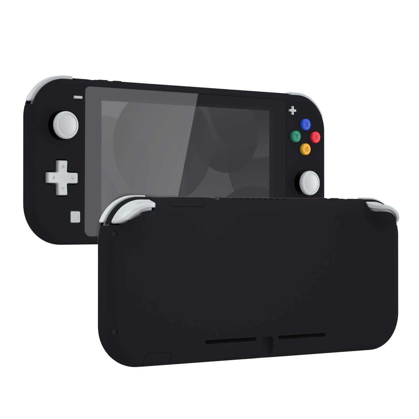 eXtremeRate Soft Touch Black Replacement Shell for Nintendo Switch Lite, ABS Material, Model DLP309, Custom Case Cover with Screen Protector