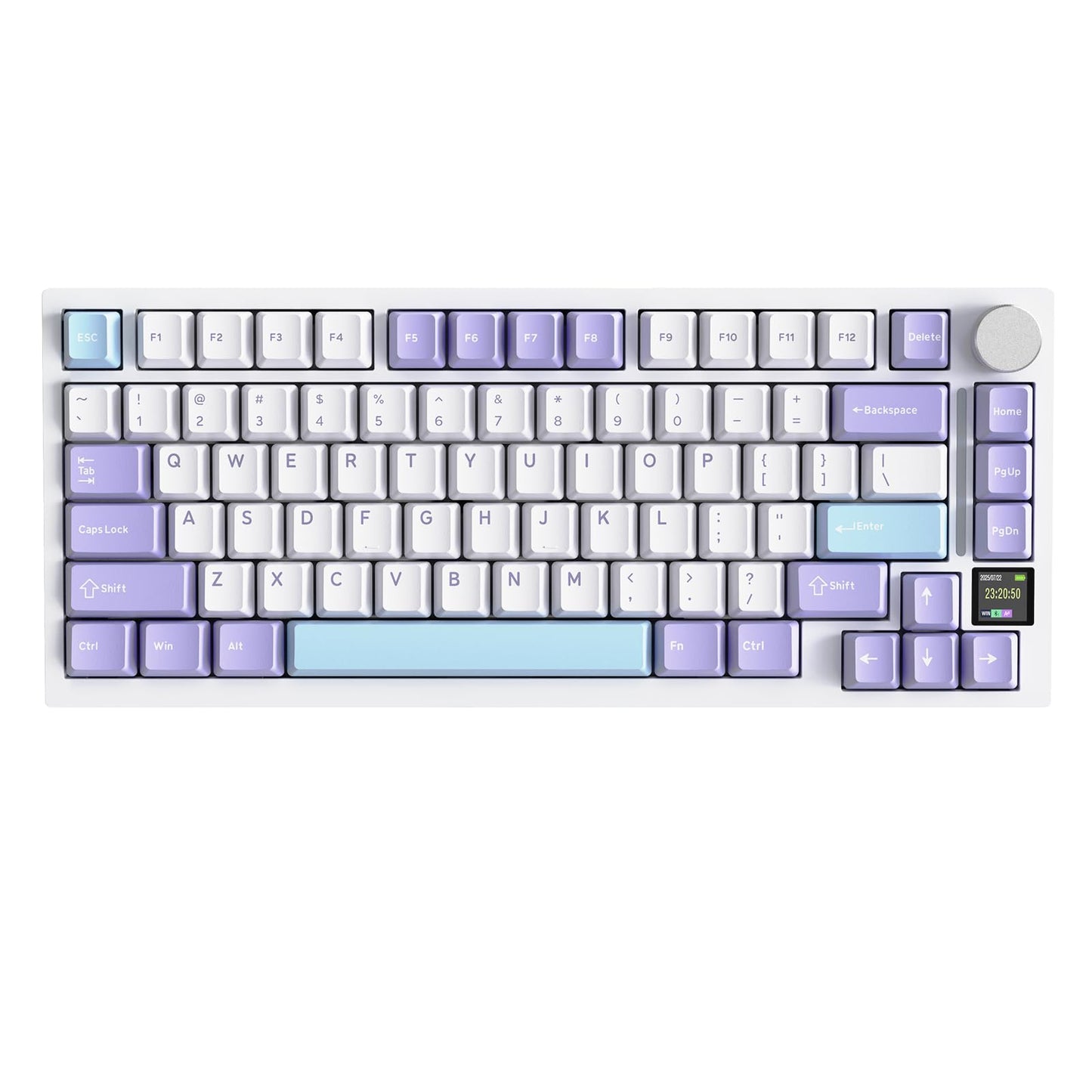 ATTACK SHARK X820 Ultra 75% Wireless Gaming Mechanical Keyboard Hot-Swappable Gasket Mount RGB Backlit BT/2.4G/Wired Custom Keyboard with Smart TFT Display&Knob QMK Driver-Starlight White&Shark Switch