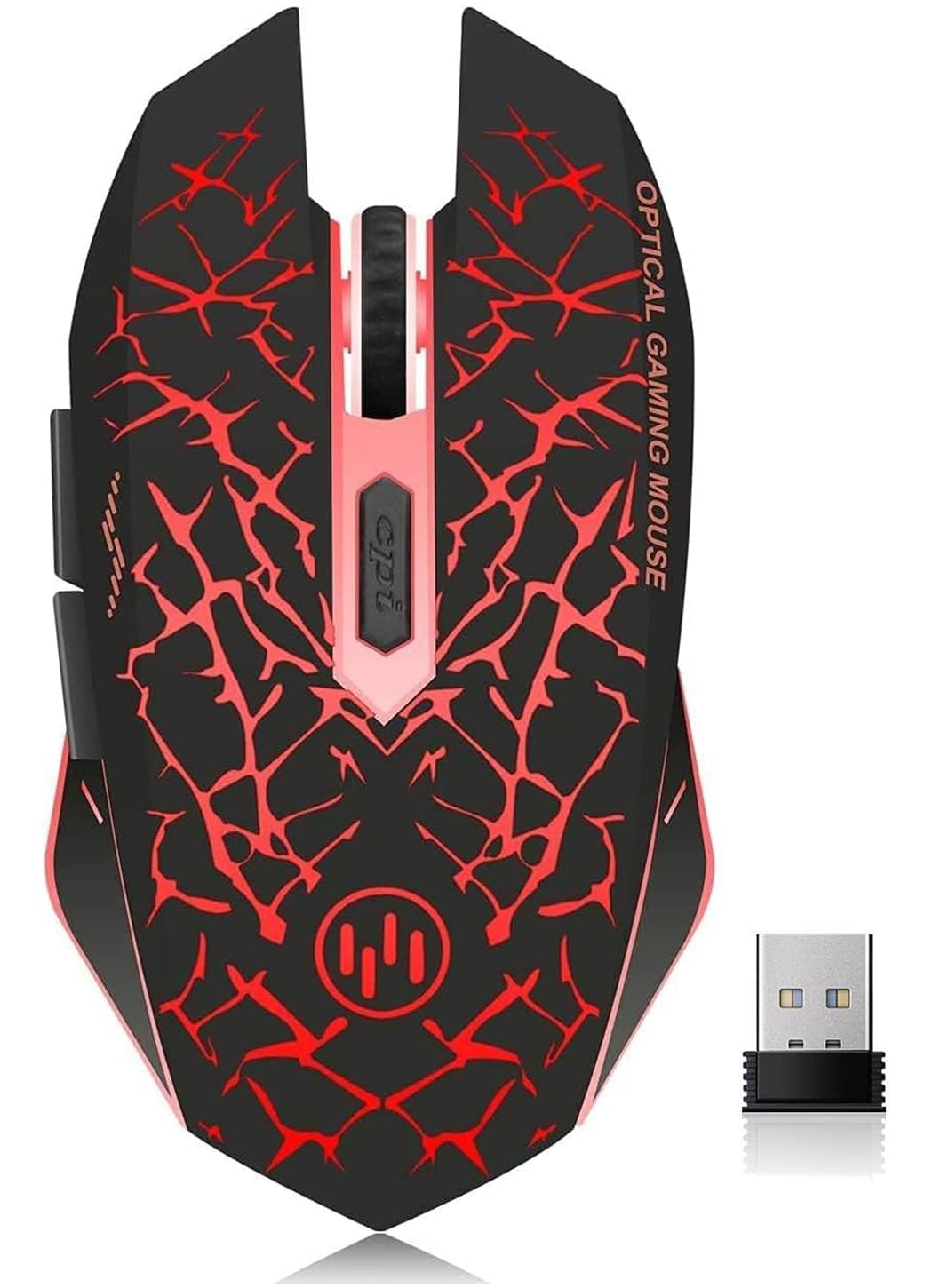 VEGCOO C12 Wireless Gaming Mouse - Silent Click, 7 Buttons, 2.4GHz, Up to 2400DPI, Red