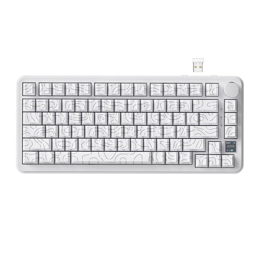 ATTACK SHARK X85Pro Wireless Mechanical Gaming Keyboard with TFT Screen & Knob Hot-Swappable BT5.1/2.4Ghz/USB-C RGB Backlit Gasket Mount Gradient Side-Print PBT Keycaps for Win/PC/MAC-White Contour
