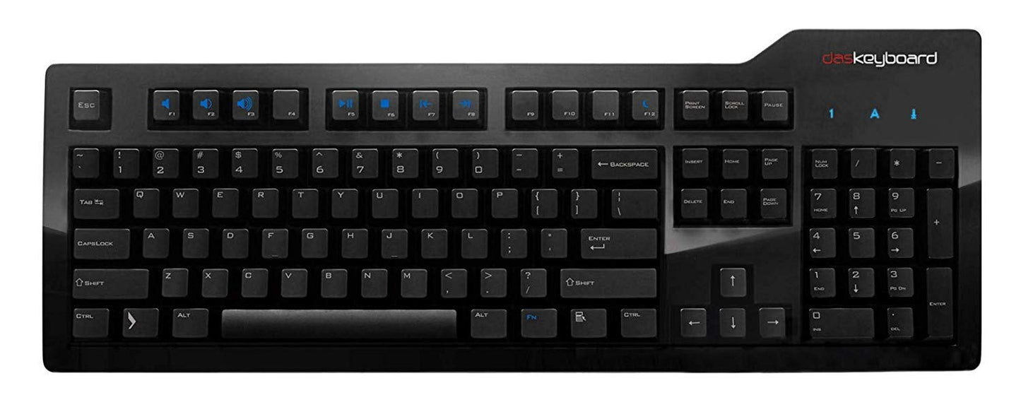 Das Keyboard Model S Wired Mechanical Keyboard  Cherry MX Blue Mechanical Switches  2-Port USB Hub  Laser Etched Keycaps (104 Keys  Black)