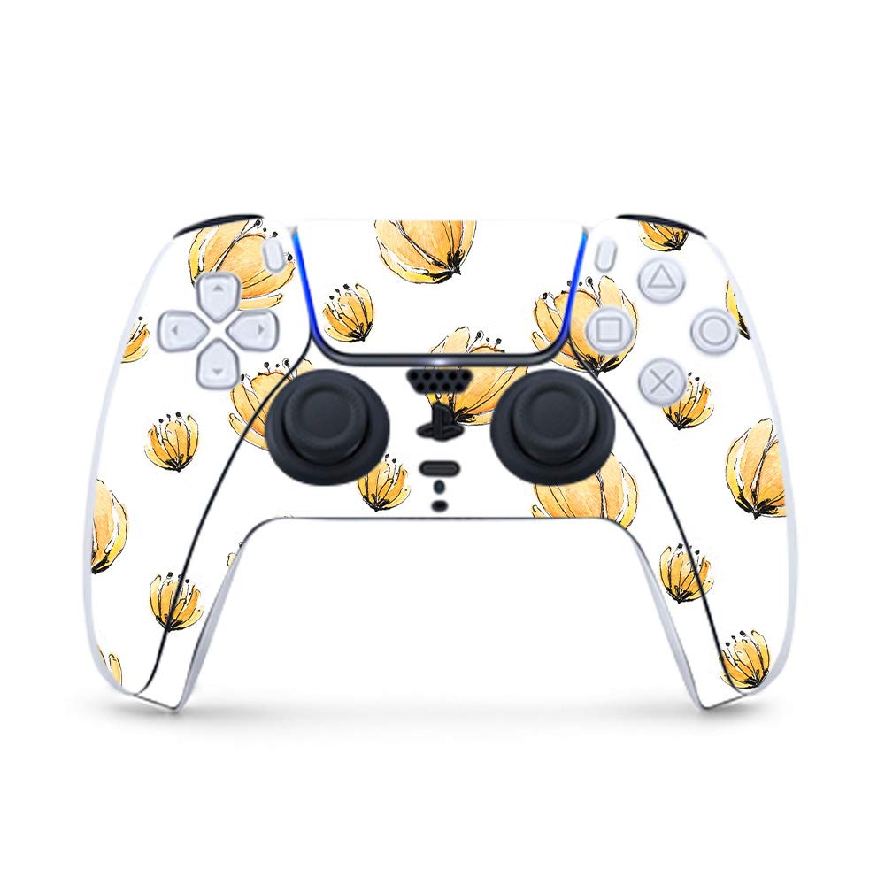 MightySkins Gaming Skin for PS5 / Playstation 5 Controller - Yellow Poppy | Protective Viny wrap | Easy to Apply and Change Style | Made in The USA