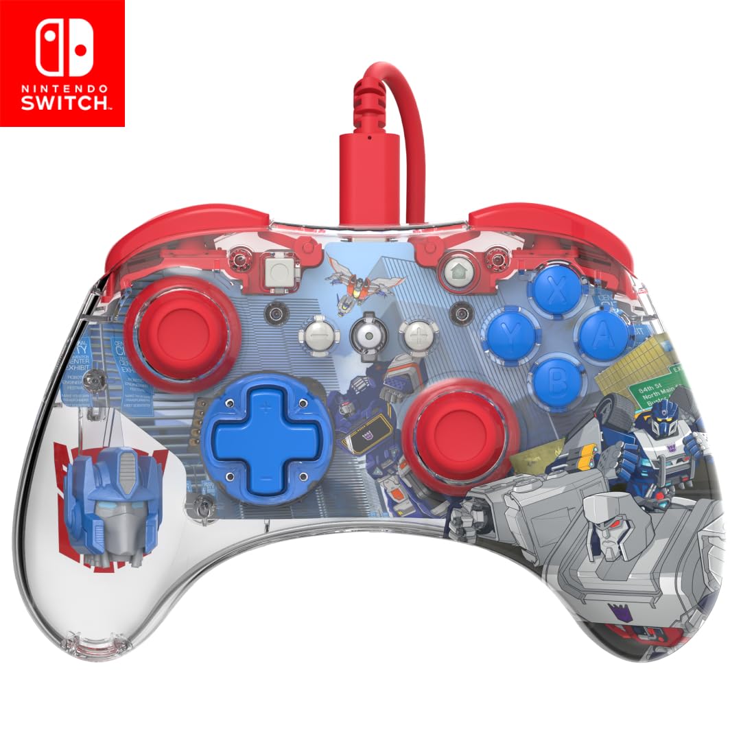 PDP Nintendo Switch Pro Controller - Customizable LED, 3.5mm Jack, Optimus Prime Design, Model 500-221-TOP