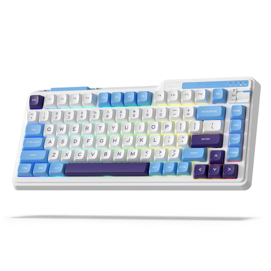 KZZI K75 Lite Wireless Mechanical Keyboard - 75% Gasket Mount, RGB, 82 Keys, BT 5.0/2.4G/USB-C, Grand Sea Blue