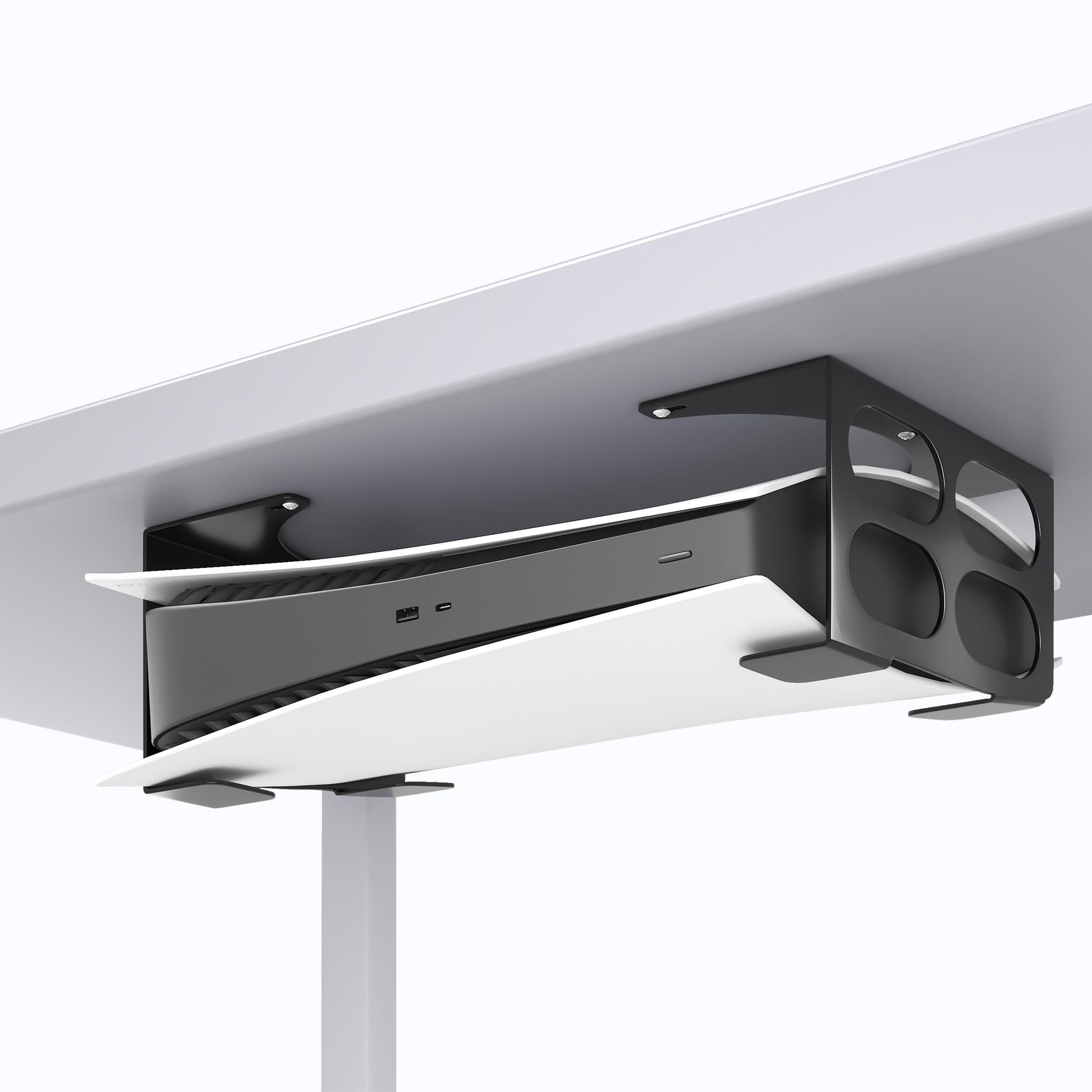 Niffgaff PS5 Under Desk Mount - Heavy-Duty Metal Holder, Space-Saving Design, Anti-Slip Pads, Black