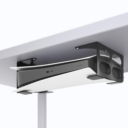 Niffgaff PS5 Under Desk Mount - Heavy-Duty Metal Holder, Space-Saving Design, Anti-Slip Pads, Black