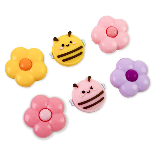 Flyingmage Switch Joycon Thumb Grips Caps  4 PCS Cute Kawaii 3D Silicone Analog Thumbstick Button Cover Compatible with Nintendo Switch Lite/OLED Joystick Caps (Multicolor Bee&Flower)