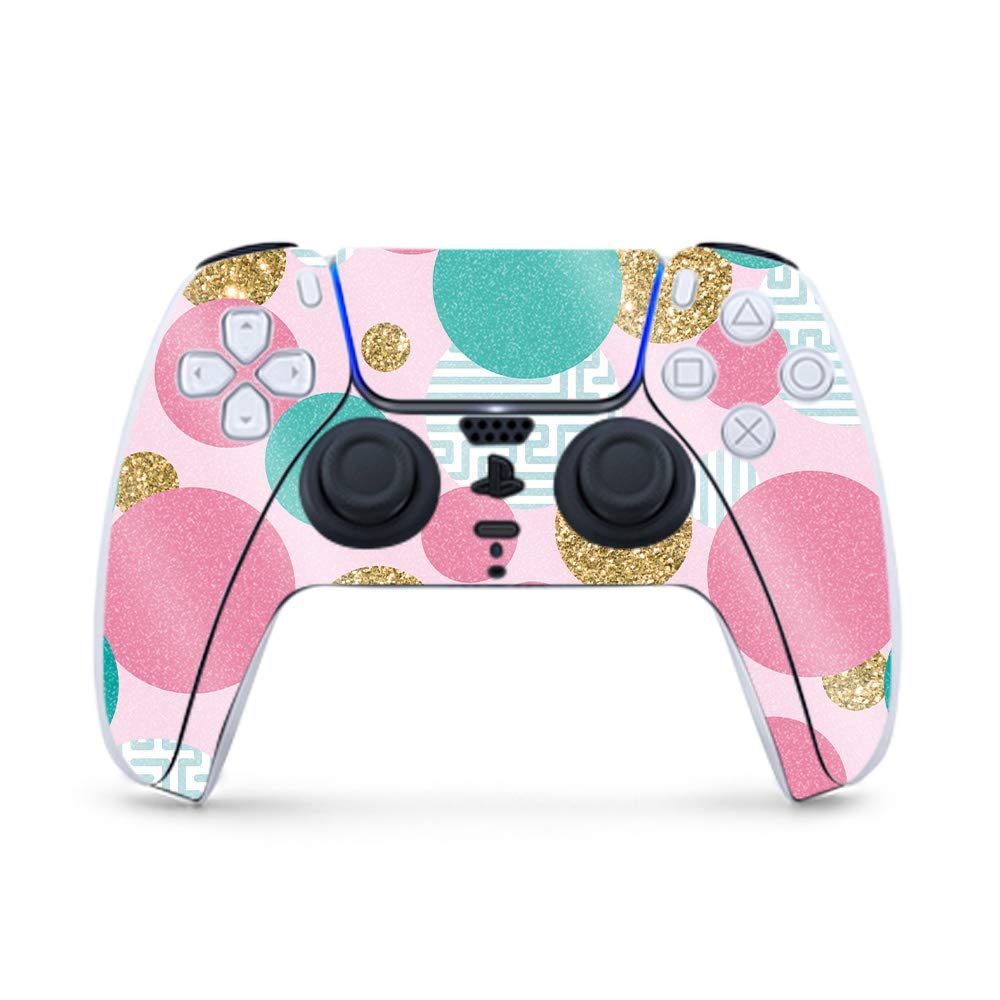 MightySkins Glossy Glitter Gaming Skin for PS5 / PlayStation 5 Controller - Golden Bubbles | Durable High-Gloss Glitter Finish | Easy to Apply and Change Style | Made in The USA