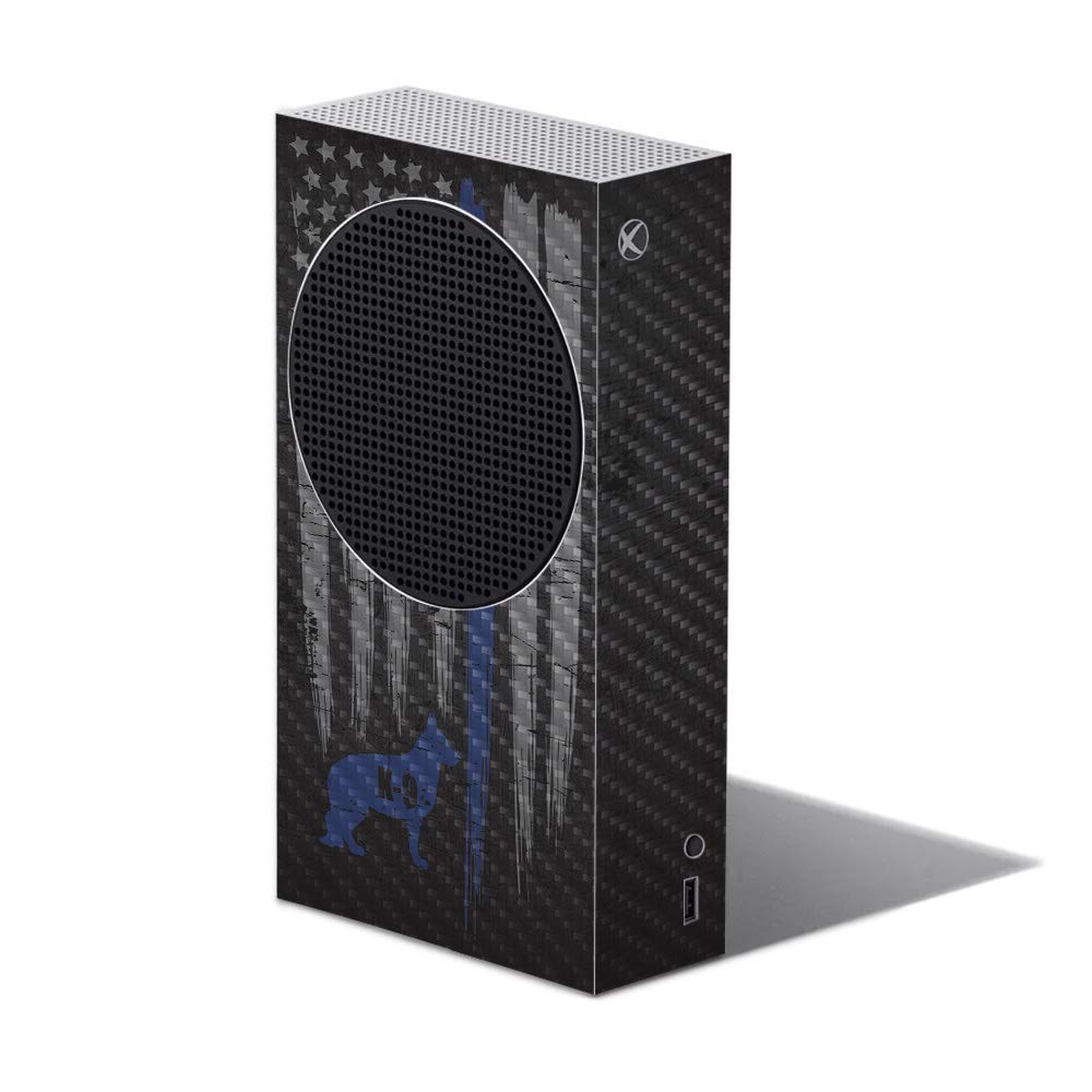 MightySkins Carbon Fiber Skin Compatible with Xbox Series S - Thin Blue Line K9 | Protective  Durable Textured Carbon Fiber Finish | Easy to Apply | Made in The USA