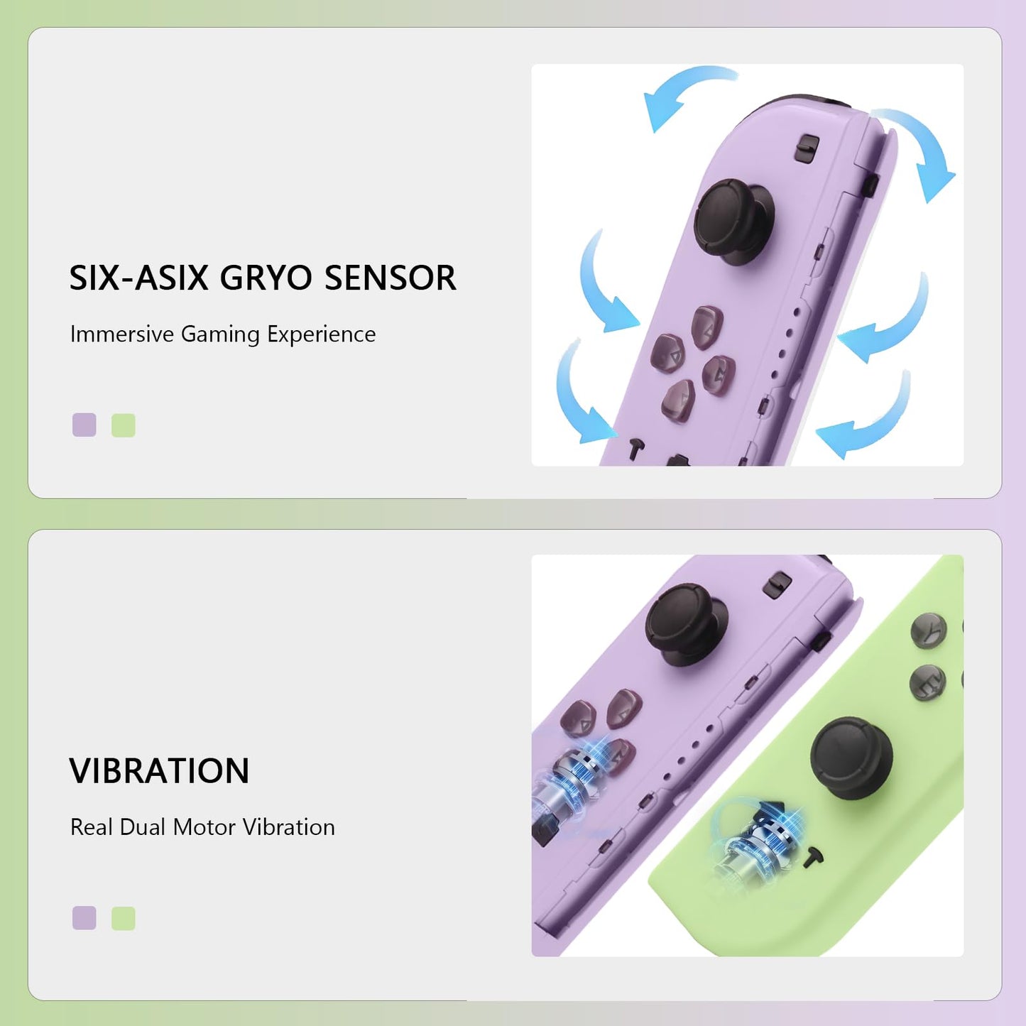 DYONDER Wireless Joypad for Switch OLED - Green, Dual Vibration, 6-Axis Gyroscope, Wake-Up/Screenshot Support
