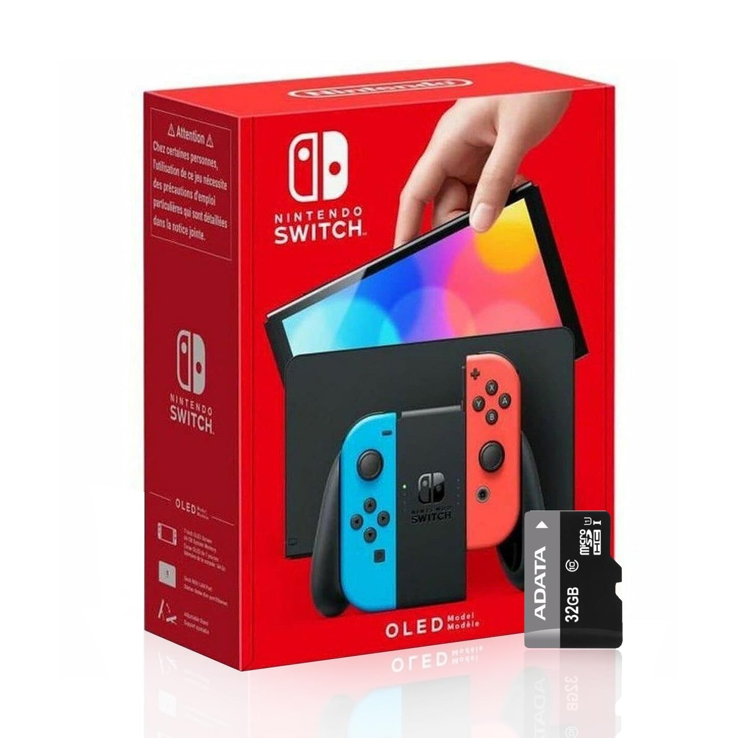 Nintendo Switch OLED Model - Neon Blue and Red Joy-Con, Extra 32GB Micro SD Card, Global Version