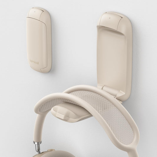 Lamicall Headphone Stand  Sticky Headset Holder - Foldable Headphone Holder Hook Mount  Adhesive Headset Hanger Clip Under Desk  Earphone Clamp for Airpods Max  HyperX  Sennheiser  Khaki
