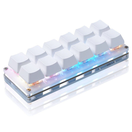 BTXETUEL 12-Key Mechanical Gaming Keyboard, Programmable, Hot Swappable, USB-C, White, SoyoDevice Model