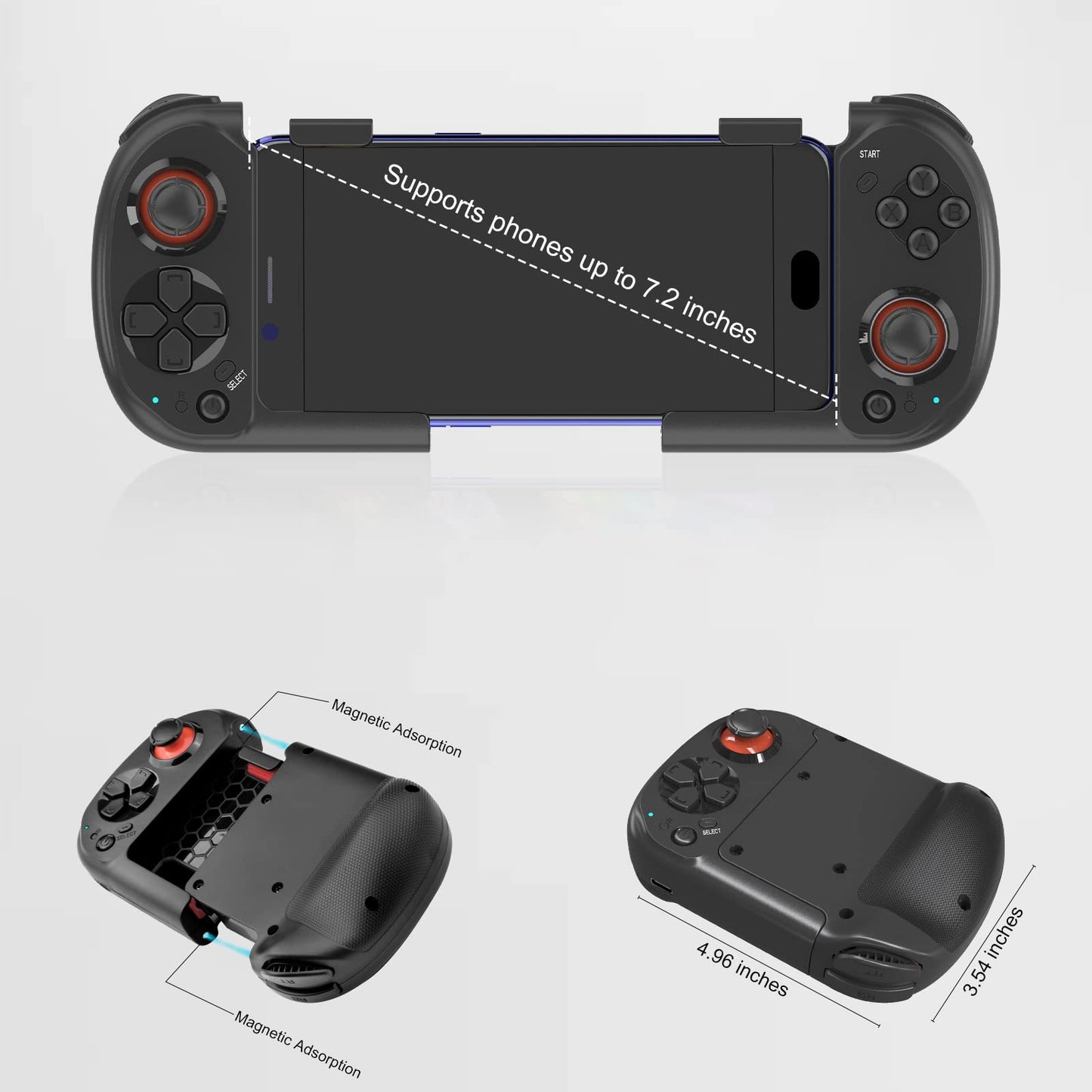Joso Mobile Gaming Controller - One-Handed Bluetooth Gamepad for iPhone 14/13/12, Android, PC - Black