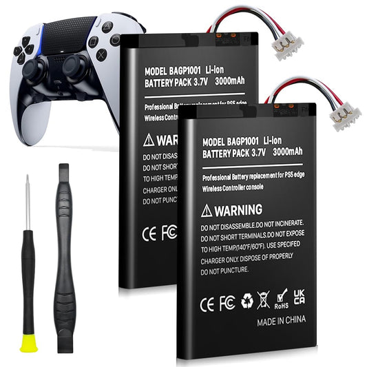 EVELLHPP 2 Pack 3000mAh Battery for Sony PlayStation Dualsense Edge Controller  New Upgrade High Capacity Replacement Battery for Sony PS5 Dualsense Edge Wireless Controller with Repair Tool Kit