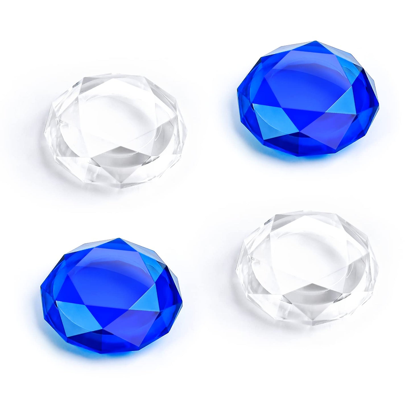 DLseego fine stone 3D Thumb Grips Caps Design for Switch & Switch Lite & Switch OLED Joy Con stone Clear Console Joystick Cover 4PCS - Clear and Blue