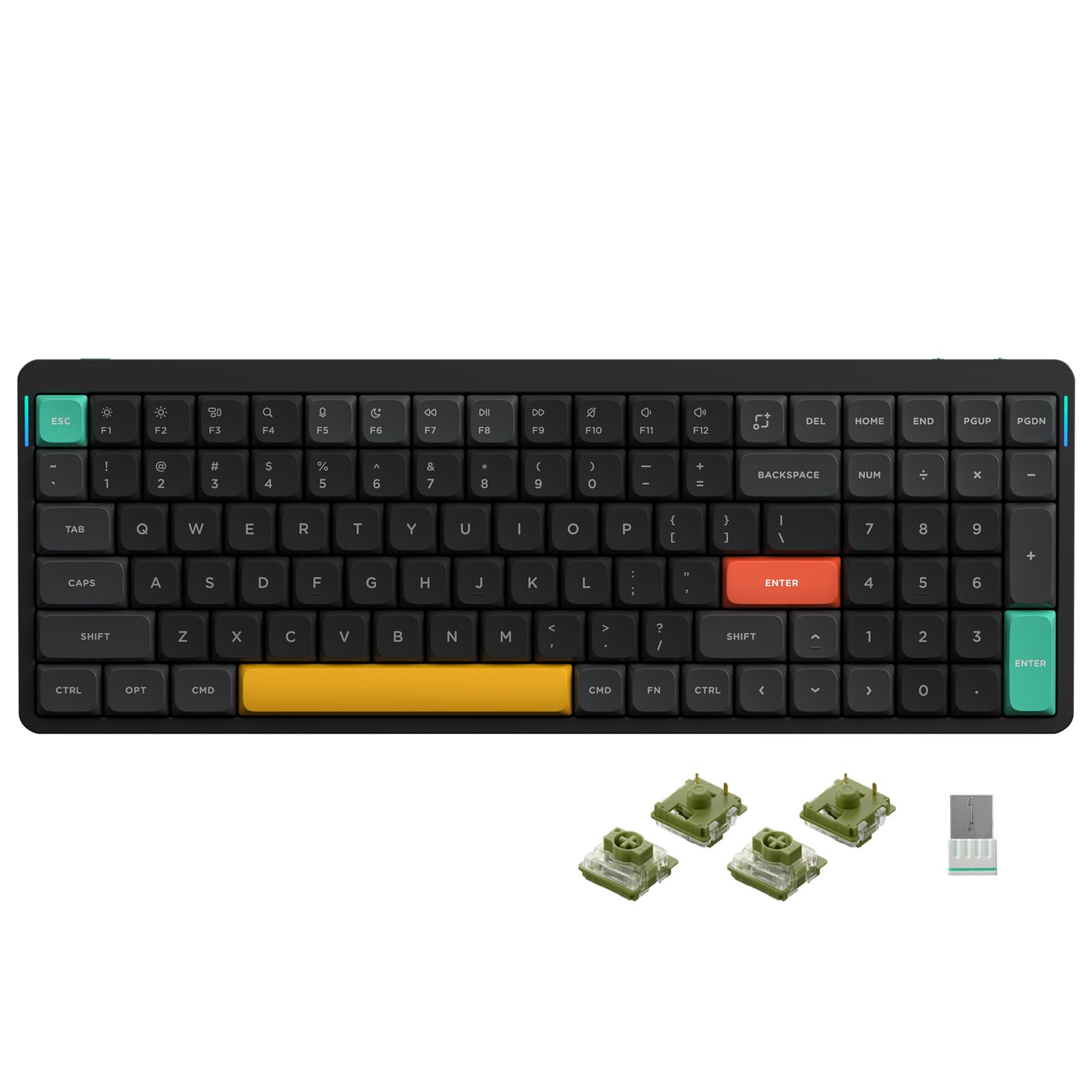 nuphy Air96 V2 Wireless Mechanical Keyboard 100 Keys Gaming Keyboard Supports Bluetooth 5.1 2.4G and Wired Connection for PC/Laptop/Windows/Mac -Black Gateron Moss Switch