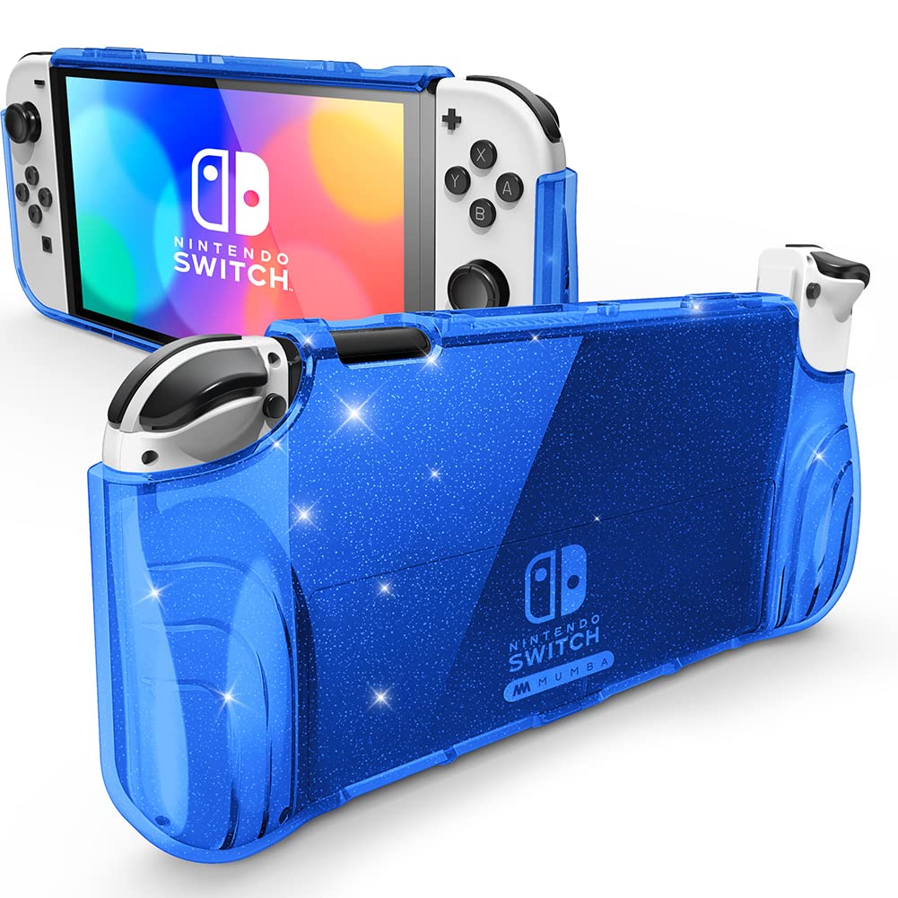Mumba Case for Nintendo Switch OLED 2021 [Thunderbolt Series] Clear Protection with Ergonomic TPU Handle Compatible with New Switch OLED 7 inch Console and Joy-Con (Blue)